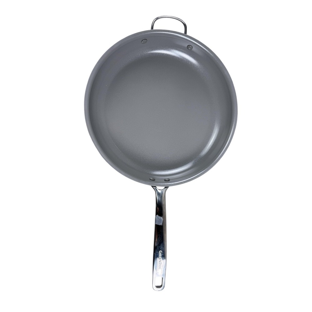 GreenPan Ceramic Non-Stick Frying Pan 12 In Gray Long & Double Handle Kitchen